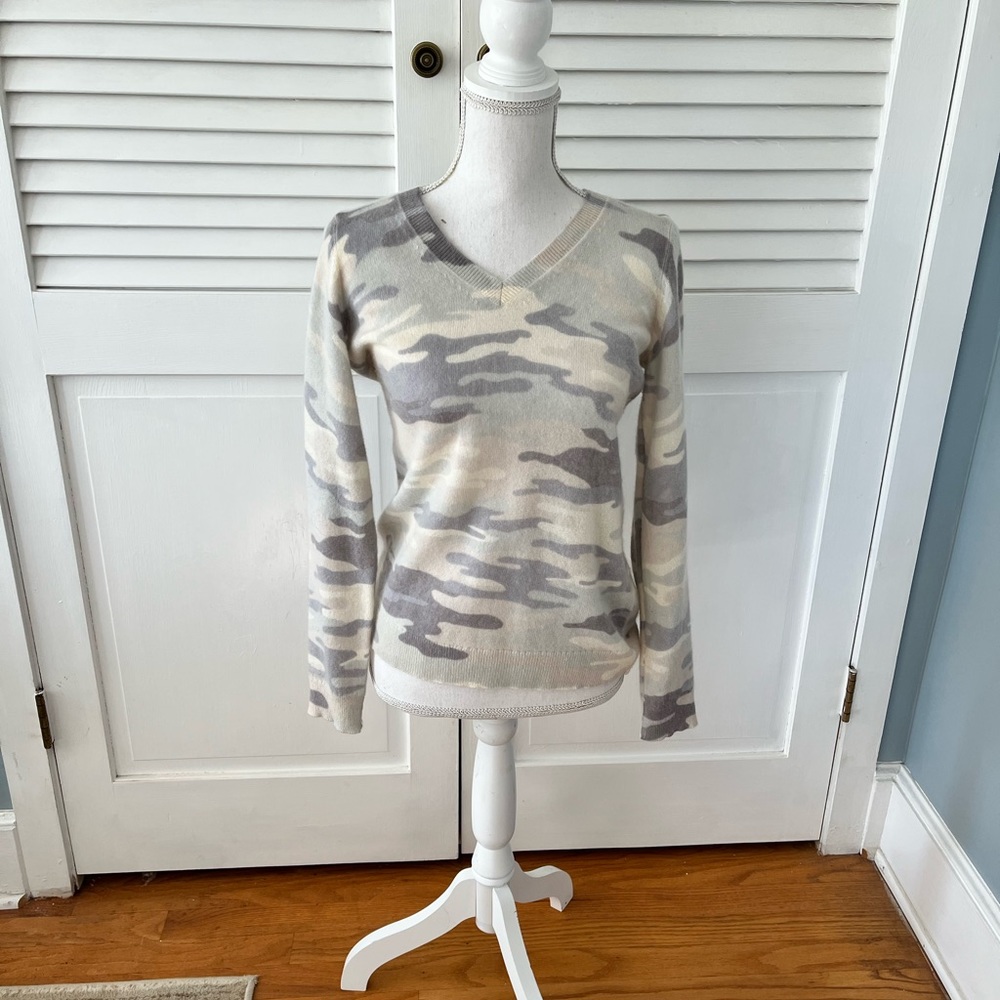 Charter Club Luxury Cashmere Sweater, womens, size small, blue, grey and ivory